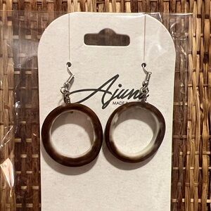 Ajuna Brown Cow Horn Hoop Earrings